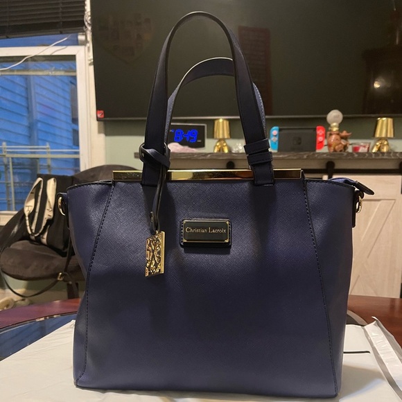 Christian Lacroix Blue Tote Bag Elegant Design - Picture 1 of 4